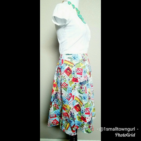 VTG Zinc Hawaiian Graphic Print Fit & Flare 10/11 - Picture 5 of 8